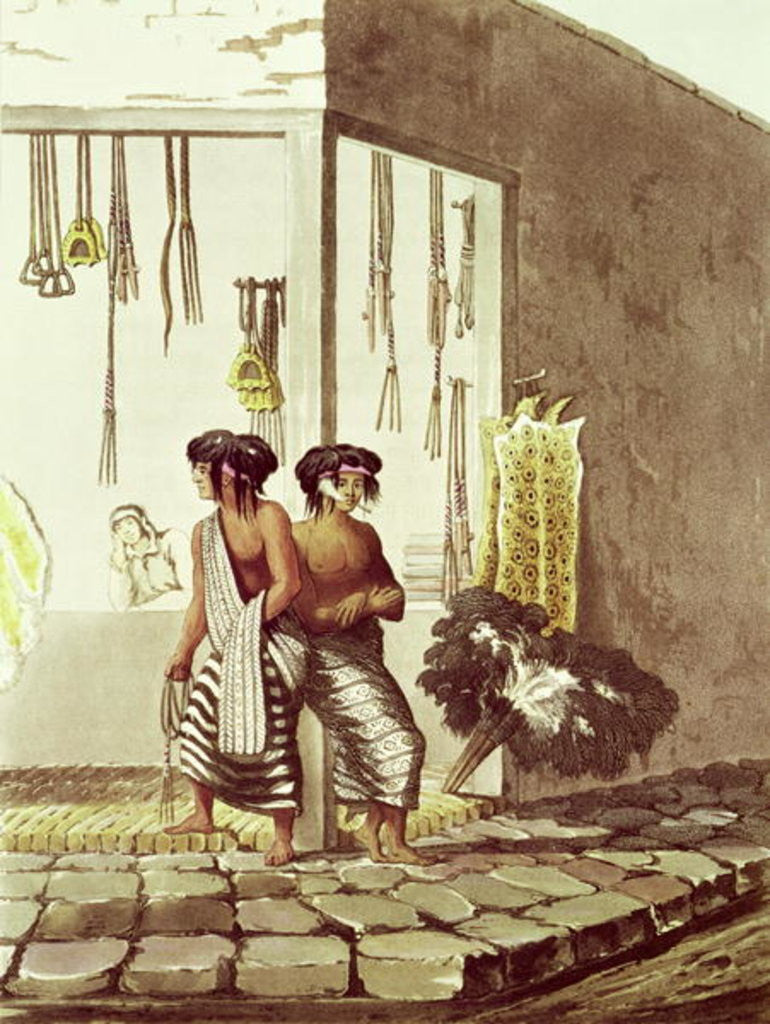 Detail of Pampa Indians at a Store in the Indian Market of Buenos Aires by Illustrations of Buenos Aires and Montevideo'