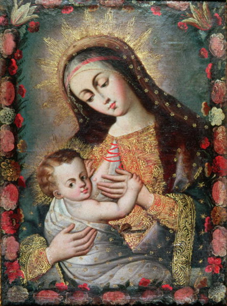 Detail of Virgin and Child by Cuzco School