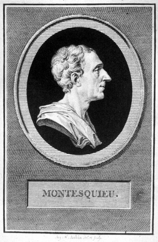 Detail of Charles Louis de Secondat, Baron de Montesquieu by Augustin de Saint-Aubin