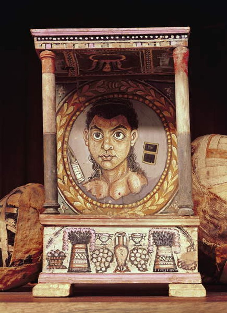 Detail of Portrait of a young girl with offerings by Roman Period Egyptian