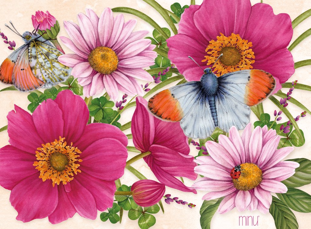 Detail of Anemone and daisy composition by YU.ME